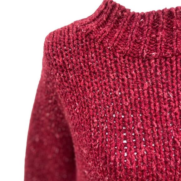 Nordstrom cranberry chunky knit mock neck sweater size xs - Picture 5 of 9